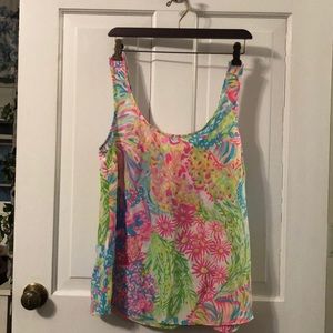 NWT Lilly Pulitzer Lovers Coral Silk Cosmos Top